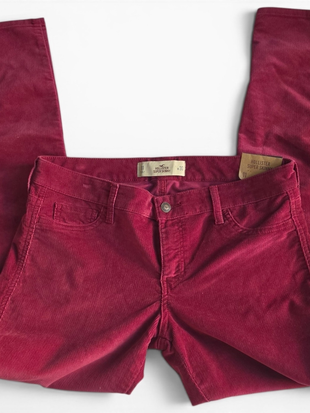 Hollister Super Skinny Corduroy Pants - Burgundy